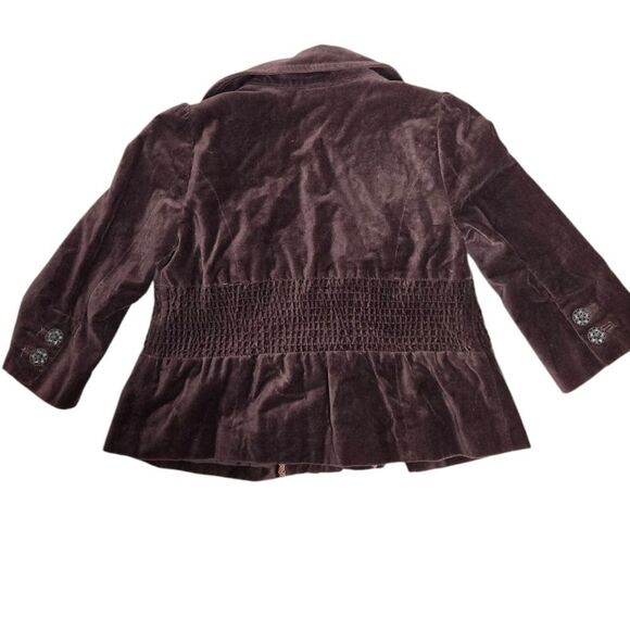 ANTHROPOLOGIE Elevenses Y2K archive waxwing brown velvet peplum crop jacket 4 - Picture 3 of 11